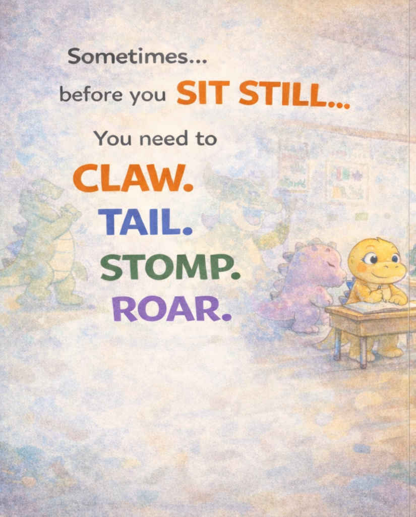 Ronald discovers the Dinosaur Stomp — claws, tail, stomp, roar.